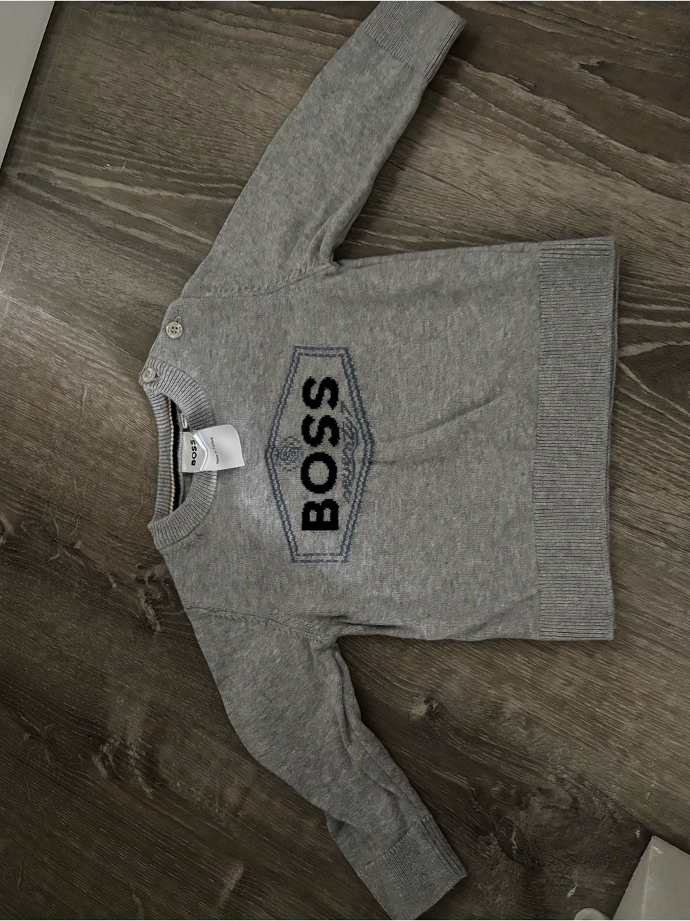 Boss Grey Knit Logo Sweater for Kids